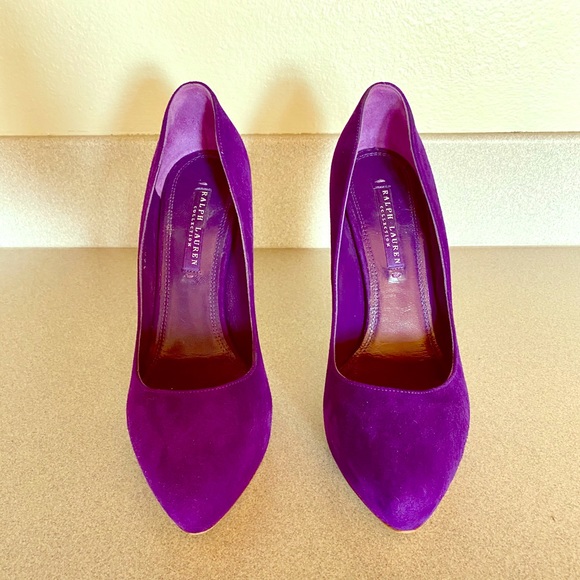 Ralph Lauren PURPLE LABEL Benita Suede Heels - Picture 1 of 4